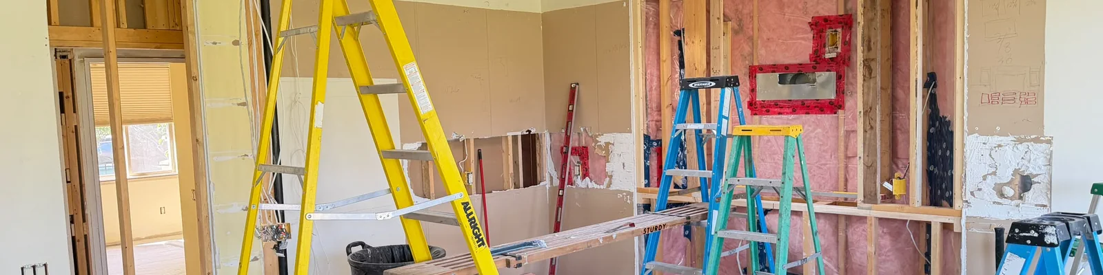 Framing and structural work during a home addition by Amend Developments